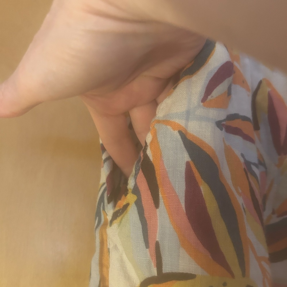 C&C California Pants Size XL Linen Wide Crop Lemon Orange Resort Beachy Tropical - Picture 5 of 9